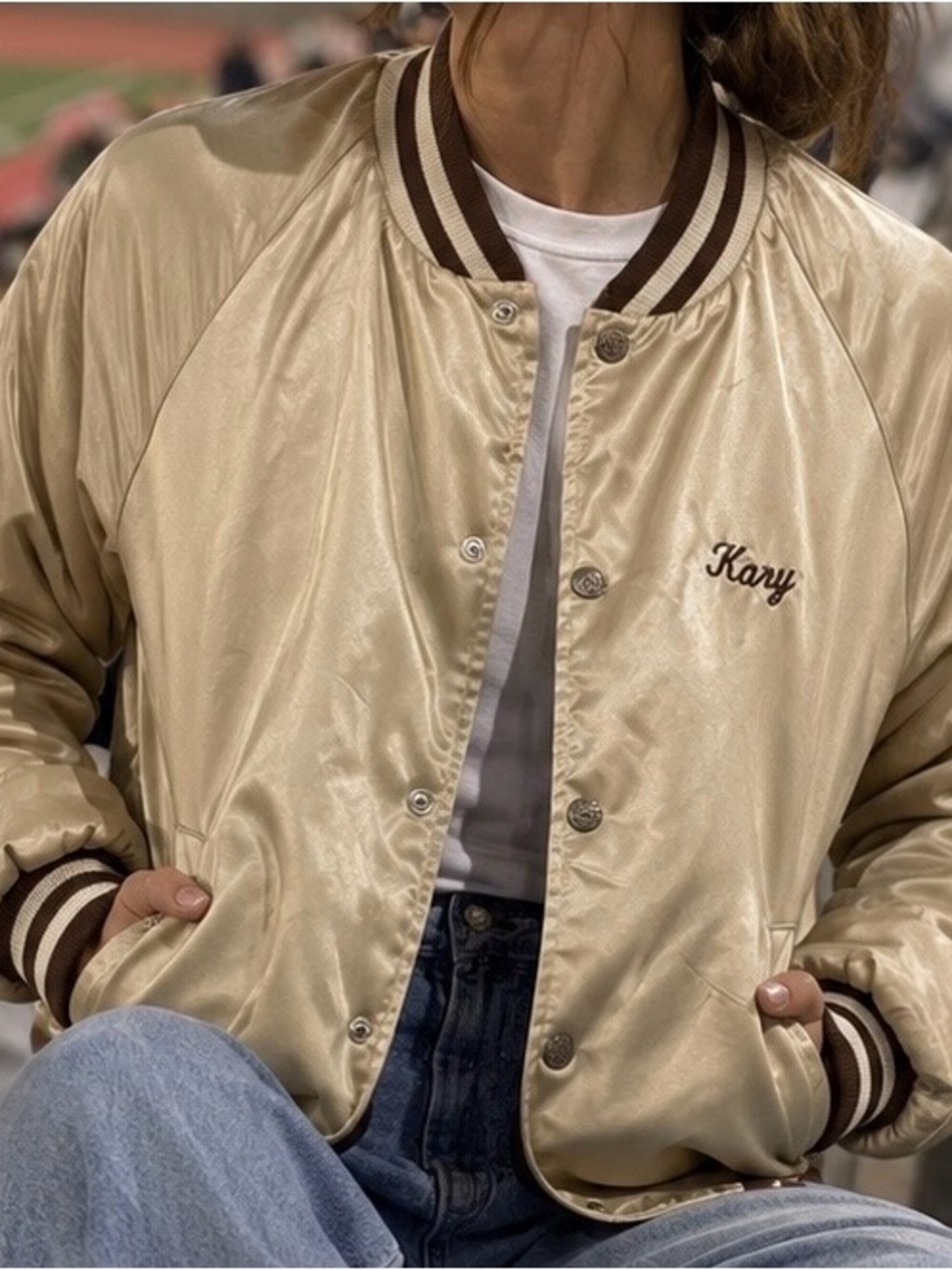 Vintage Satin Bomber Jacket Chevy Chevrolet Logo Classic Original sz Med